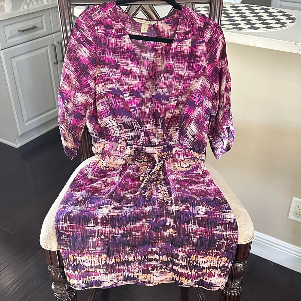 Presley Skye Elegant Silk Pink and Purple Women's Dress